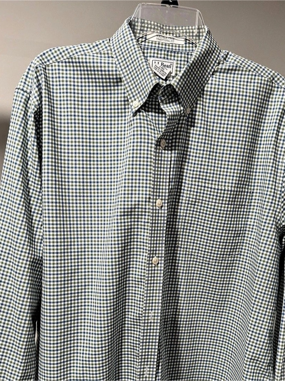 L.L.Bean Wrinkle-Free Traditional Fit Sport Shirt Gingham Medium